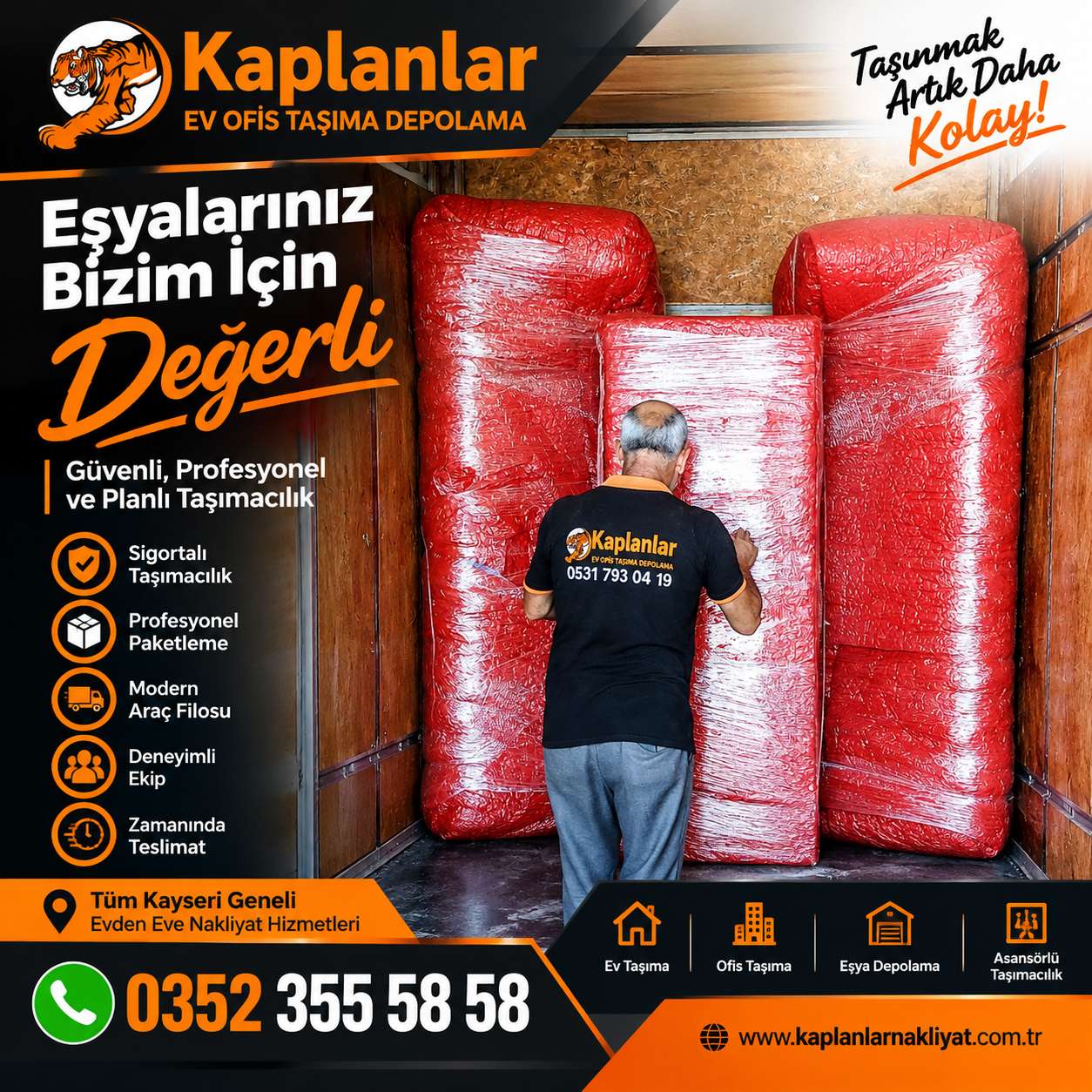 Melikgazi Evden Eve Nakliyat | Kaplanlar Nakliyat-Kayseri Evden Eve Nakliyat  KAPLANLAR ® Ev Taşıma 0541 173 38 38