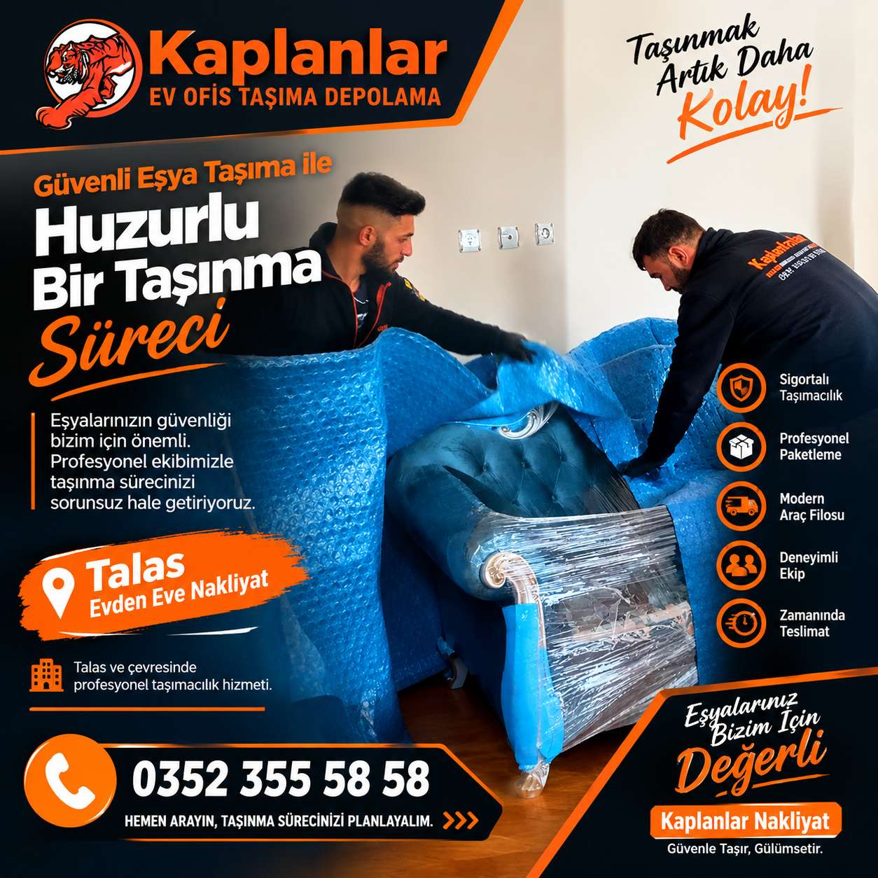 Talas Evden Eve Nakliyat | Kaplanlar Nakliyat-Kayseri Evden Eve Nakliyat  KAPLANLAR ® Ev Taşıma 0541 173 38 38